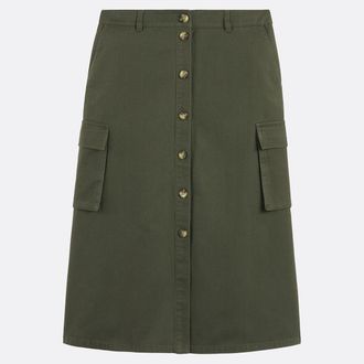 La Redoute Collections Katoenen wijd uitlopende rok, knoopsluiting voor