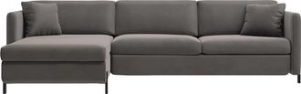 MICADONI 4-Sitzer Design Ecksofa Gloria mit Bettfunktion (140 x 205 cm) - Samtbezug Grau