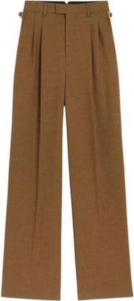 Ami Bruine broek met riemlussen - Dames - Wijde Broeken - Bruin - 2XS - Broeken