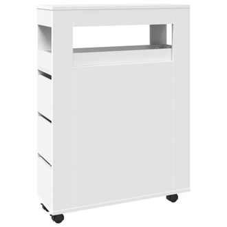 Berkfield Home Narrow Bathroom Cabinet with Wheels White Engineered Wood