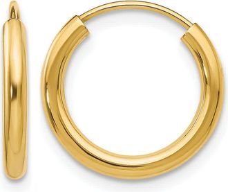 Diamond2Deal 14k Gold Polished Round Endless 2mm Hoop Earrings