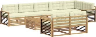 vidaXL Conjunto De Sof&aacute;s De Exterior 9 Uds. Blanco Y Crema Poli&eacute;ster Vidaxl
