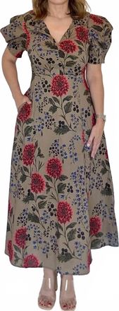 Entro Floral Midi Dress In Camel