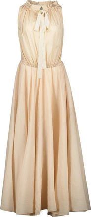 Patou Gestreept Zijden Maxi Jurk - Dames - Maxi kleedjes - Veelkleurig - M - Kleedjes