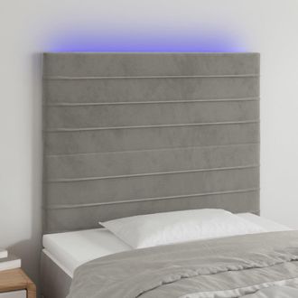 vidaXL Cabecero Con Luces Led Terciopelo Gris Claro 100x5x118/128 Cm Vidaxl