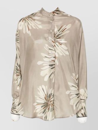 Brunello Cucinelli silk shirt long sleeves collared neck