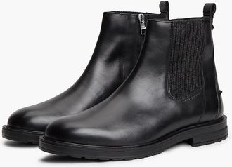 Tommy Hilfiger Mens Leather Chelsea Boot - Black - US 11.5 / EU 45