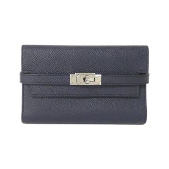 Herm&egrave;s Blue Nuit Rose Purple Epsom Leather Wallet (Tri-Fold) (Pre-Owned)