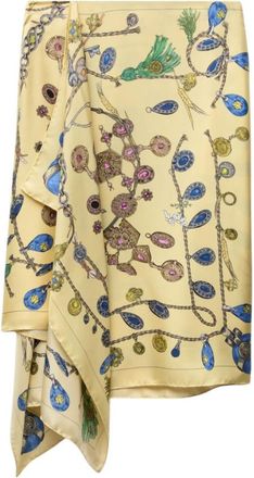 Versace Beige Printed Midi Skirt