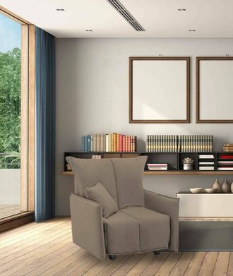 Talamo Italia Sofa Cama Almerinda, Sof&aacute; Individual, 100% Made In Italy, Sill&oacute;n De Sal&oacute;n Con Apertura Trolley, En Tela Acolchada, Con Reposabrazos Est&aacute;ndar, Cm 110x9