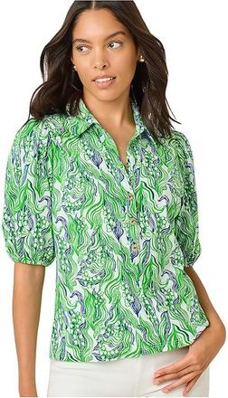Lilly Pulitzer Bingley Knit Top Womens Clothing Putting Green Lilly Of The Valley : XXS, Cotton