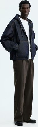 H&M Hooded Workwear Jacket in Dark Denim Blue at Nordstrom, Size Xx-Large