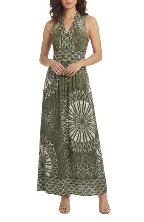 London Times Sleeveless Stretch Jersey Maxi Dress in Rifle Green at Nordstrom Rack, Size 10