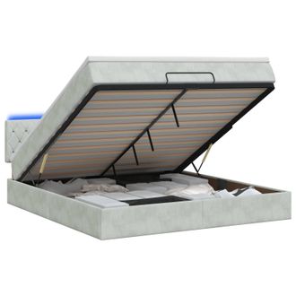 vidaXL Letto Ottomano Con Materasso E Led Grigio Chiaro 140 X 190 Cm Vidaxl