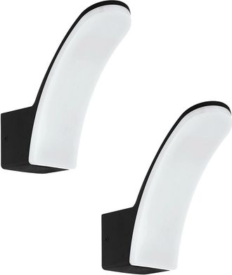 Loops 2 PACK IP44 Outdoor Wall Light Black Aluminium 11W Built in LED Porch Lamp