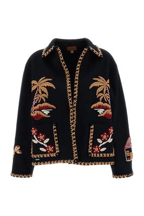 Alanui Black Remember Me Embroidered Virgin Wool Jacket