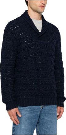 Canali V-hals Gebreide Kleding - Heren - V-hals truien - Blauw - XL - Truien & Vesten