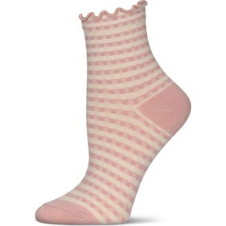 MeMoi Gingham Ankle Socks in Blush at Nordstrom, Size 9