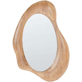 Beliani Beliani - Specchio decorativo da parete appeso in legno di gomma 100 x 68 cm Retro Style Decor Asimmetrico Brown Hourtin