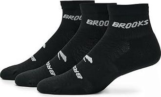Brooks Run-In Quarter 3-Pack Quarter Length Socks Shoes Black/Brooks : SM (US Womens Shoe 4-6.5), Nylon/Polyester/Spandex