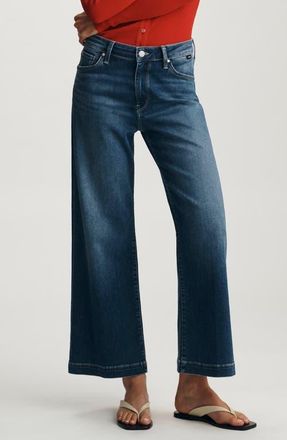 Mavi Paloma Mid Rise Wide Leg Jeans in Dark Brushed Feather at Nordstrom, Size 33 X 28