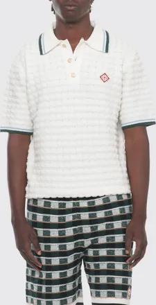 Casablanca Polo in maglia di lana a maniche corte con logo ricamato