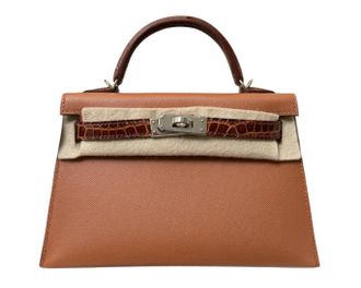 Herm&egrave;s Touch Madame Gold & Mississippiensis Alligator Miel Kelly 20cms Palladium Hardware