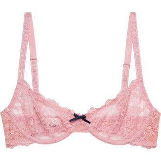 Fleur du Mal Bianca Lace Underwire Balconette Bra in Pink Lady at Nordstrom, Size 32Dd