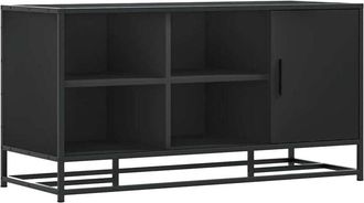 vidaXL Banco zapatero madera de ingeniería y metal negro 100x40x53,5cm vidaXL