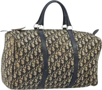 Dior Pre-owned Handbags, female, Blue, Size: ONE SIZE Pre-owned Vintage Trotter Canvas Boston Bag