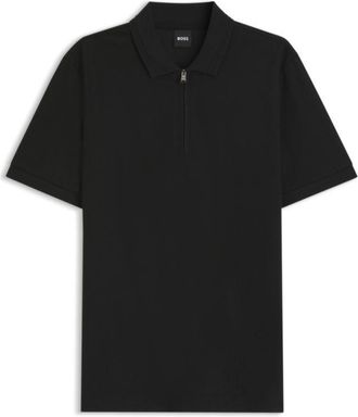 BOSS Zip-placket polo shirt in a cotton blend