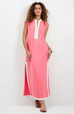 Trina Turk Nuvola Zip-Front Midi Dress in Corso Coral at Nordstrom, Size X-Large