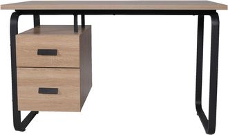 Weber Industries Escritorio con 2 cajones efecto madera clara y patas de metal negro