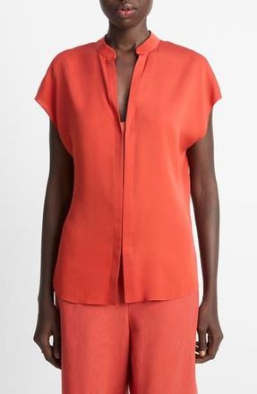 Vince Cap Sleeve Silk Blend Top in Brick Rose/Red at Nordstrom Rack, Size Medium