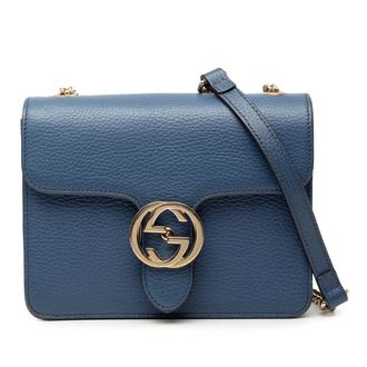 Gucci Pre-owned Womens Small Dollar Calfskin Interlocking G Crossbody - Blue Leather - One Size