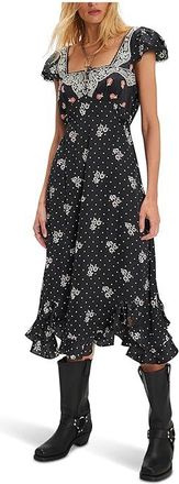 Free People Haven Midi Womens Dress Black Combo : LG (Womens 12-14), Polyester