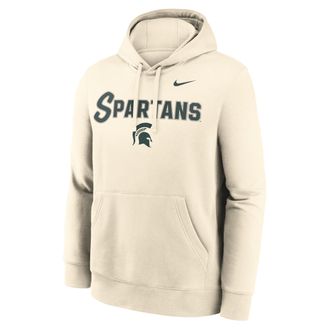 Nike Michigan State Primetime Club Nike Mens College Pullover Hoodie in Brown | NKDK15AMST-TTC
