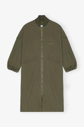 Ganni Green Tech Seersucker Oversized Shell Coat - Size XXS/XS