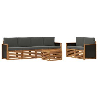 vidaXL Conjunto De Sof&aacute;s De Exterior 7 Pcs Natural Y Antracita Vidaxl