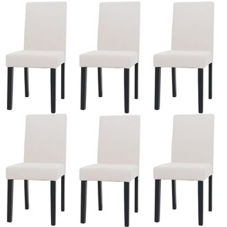Hhg Hhg - Lote De 6 Sillas De Comedor Littau, Silla De Cocina Respaldo Alto, Tela/textil Cuerda Madera, Crema, Patas Oscuras