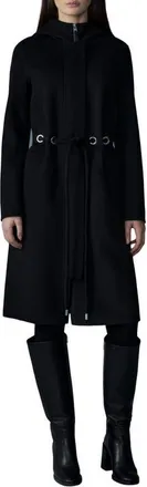 Mackage Blithe Handmade Wool Double Face Hooded Coat in Black at Nordstrom, Size X-Small