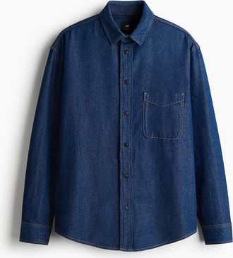 H&M Jeanshemd in Loose Fit - Blue