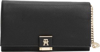 Tommy Hilfiger Womens Chain Flap Bag with Removable Crossbody Strap, Black, One Size