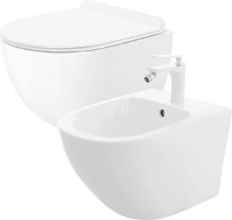 Rea Taza De Inodoro Wc + Bid&eacute; Carter White