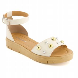 Andrea Womens Ankle-Strap Semi-Closed Flat Sandal In Bone