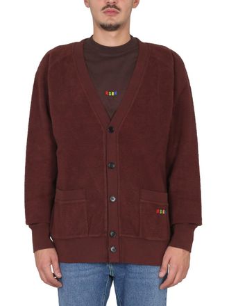 Msgm V-Neck Cotton Cardigan - Brown