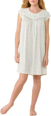 Eileen West Floral Cotton Short Nightgown in Sage Floral at Nordstrom, Size X-Small