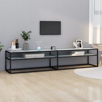 vidaXL Vidaxl - Mueble De Tv Vidrio Templado Color M&aacute;rmol Blanco 200x40x40,5 Cm