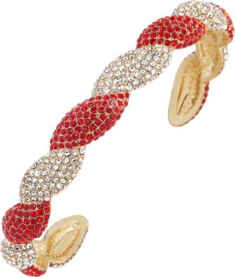 BaubleBar Candy Clause Pavé Cuff Bracelet in Gold/Red at Nordstrom