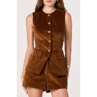 ASTR the Label Corduroy Button-Up Cutaway Vest in Nutmeg at Nordstrom Rack, Size Medium